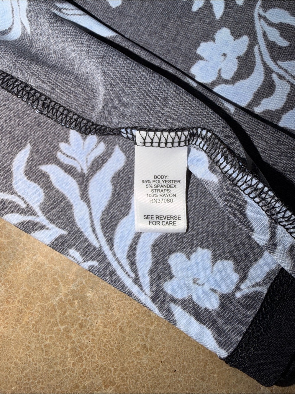 Cato Floral Tie Shoulder Tank Top NWT Black Blue Sleeveless Large - Picture 7 of 10